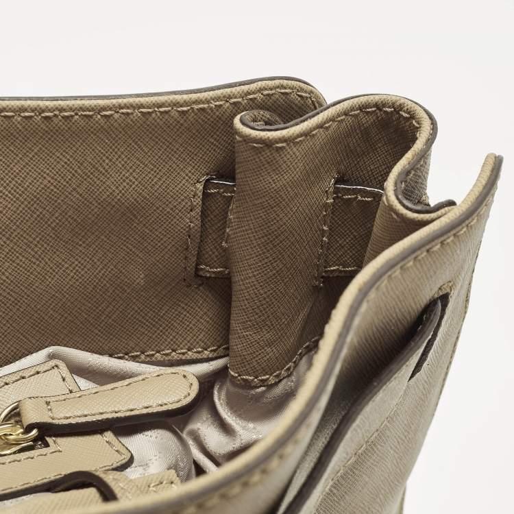 Pre Owned Michael Kors Hamilton North South Large Beige Leather Tote