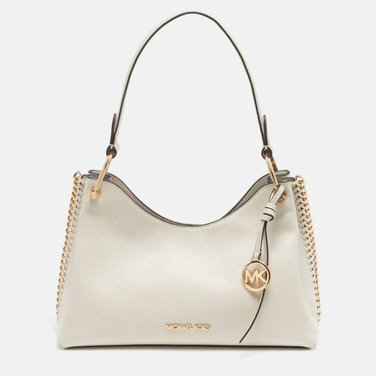 Pre Owned Michael Kors Joan Medium Off White Leather Shoulder Bag