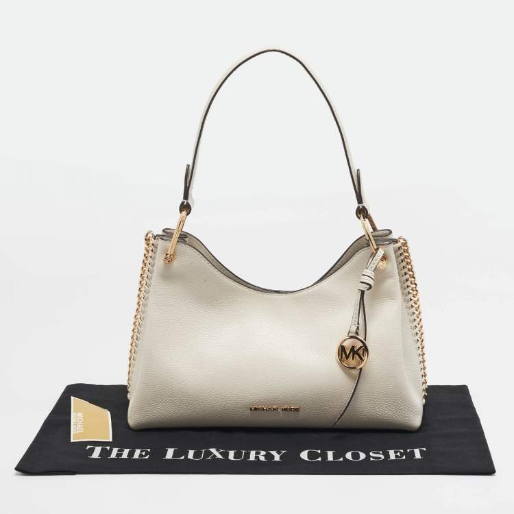 Pre Owned Michael Kors Joan Medium Off White Leather Shoulder Bag