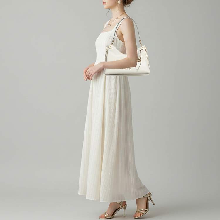 Pre Owned Michael Kors Joan Medium Off White Leather Shoulder Bag