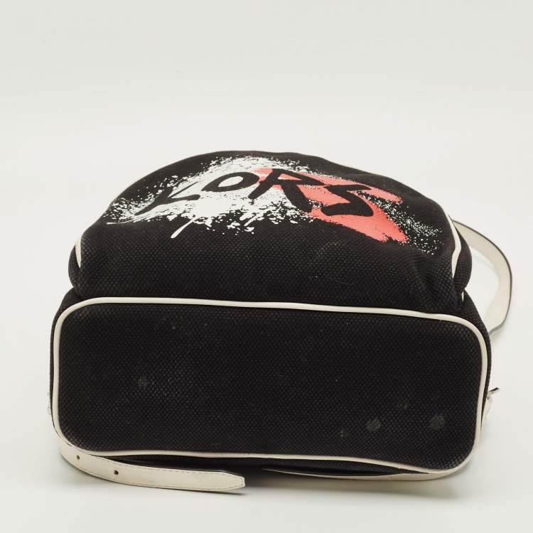 Pre Owned Michael Kors Abbey Small Black/White Canvas Graffiti Backpack