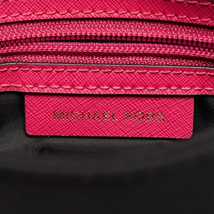 مملوكة مسبقًا Michael Kors Kelsey Large Black/Fuchsia Nylon Crossbody Bag