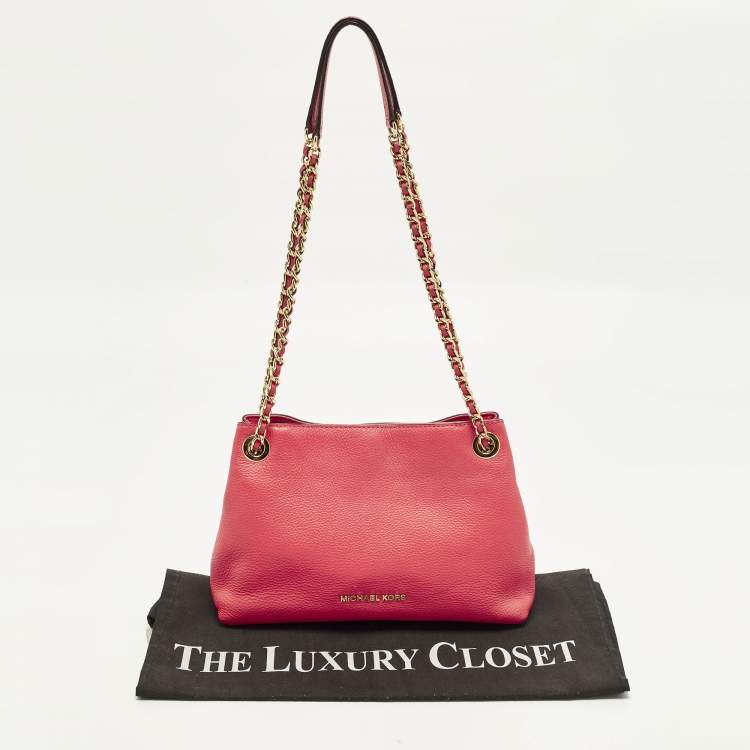 Pre Owned Michael Kors Jet Set Chain Coral Pink Leather Shoulder Bag