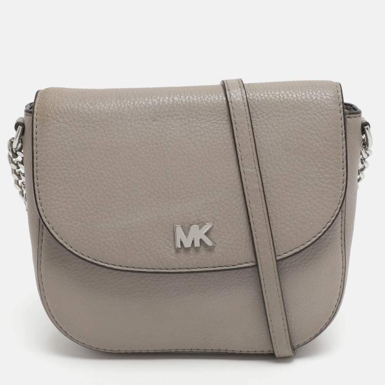 Pre Owned Michael Kors Mott Grey Leather Crossbody Bag