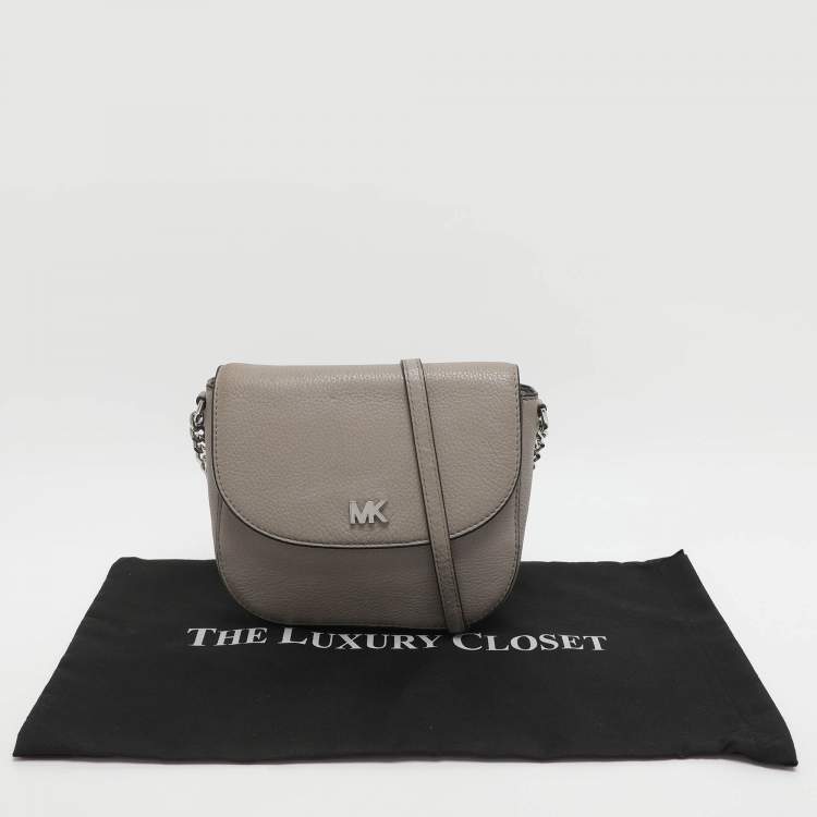 Pre Owned Michael Kors Mott Grey Leather Crossbody Bag