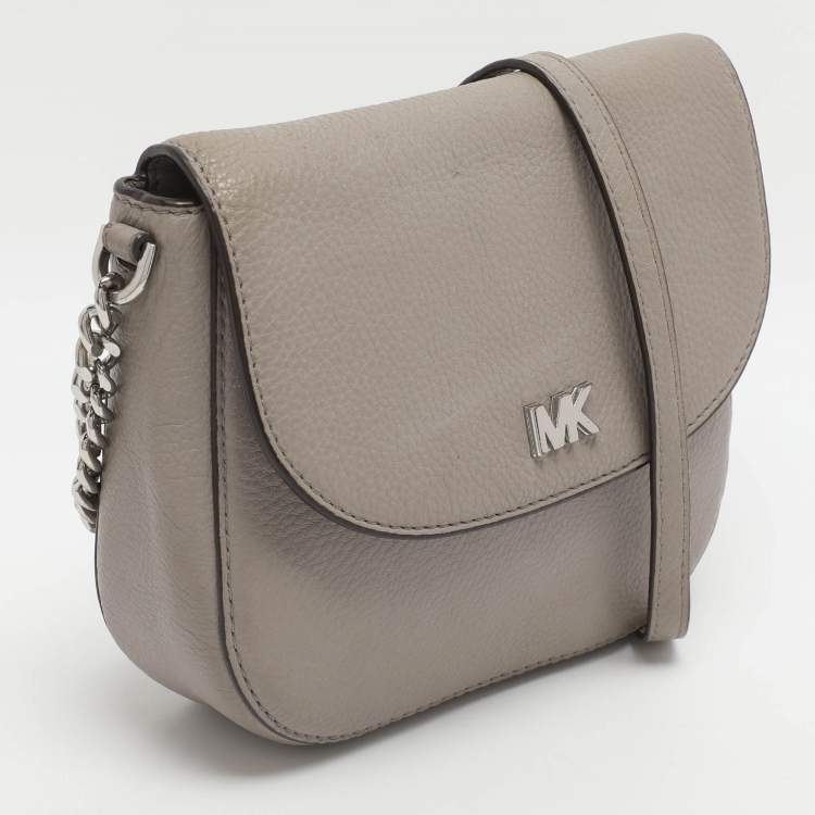 Pre Owned Michael Kors Mott Grey Leather Crossbody Bag