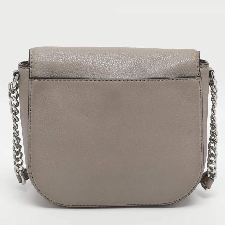Pre Owned Michael Kors Mott Grey Leather Crossbody Bag