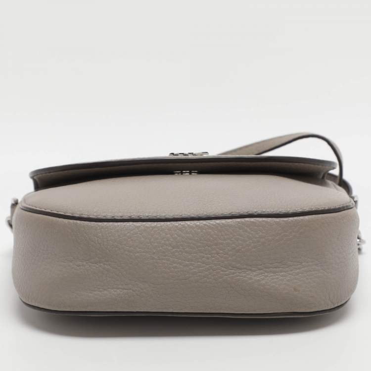 Pre Owned Michael Kors Mott Grey Leather Crossbody Bag
