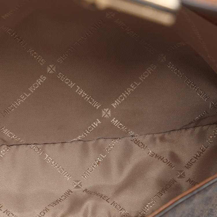 Pre Owned Michael Kors Sonia Medium Brown Signature Coated Canvas Shoulder Bag