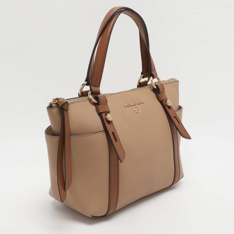 Pre Owned Michael Kors Sullivan Small Beige/Brown Saffiano Leather Tote