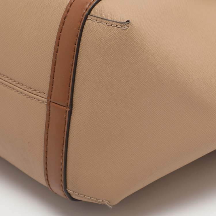 Pre Owned Michael Kors Sullivan Small Beige/Brown Saffiano Leather Tote