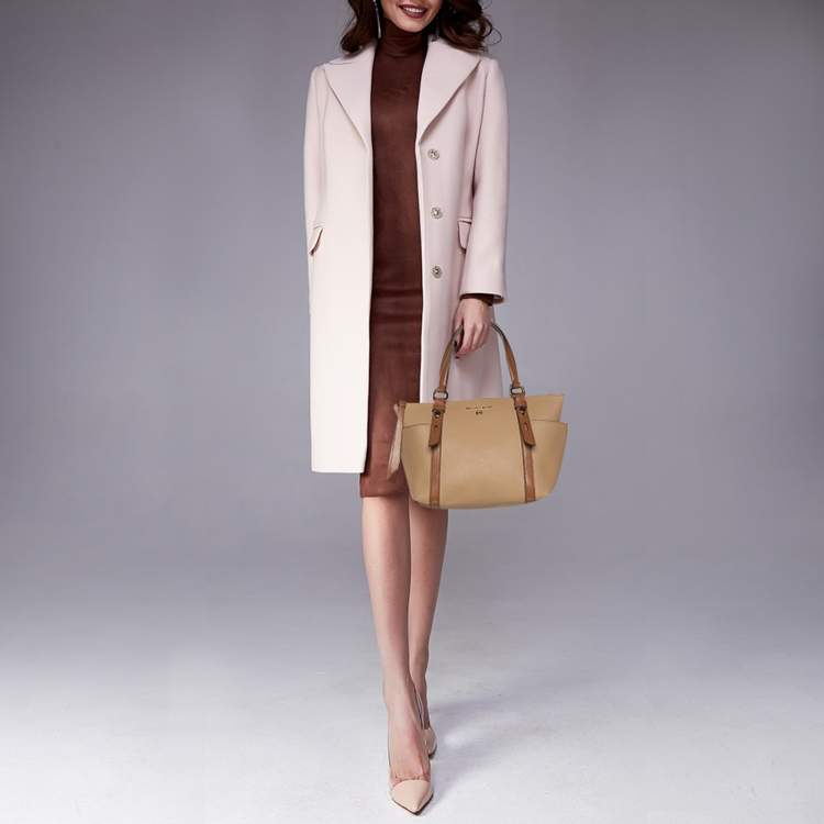 Pre Owned Michael Kors Sullivan Small Beige/Brown Saffiano Leather Tote