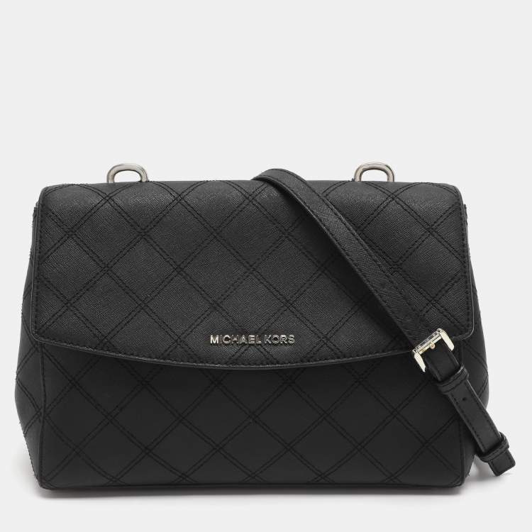 Pre Owned Michael Kors Ava Medium Black Saffiano Leather Top Handle Bag