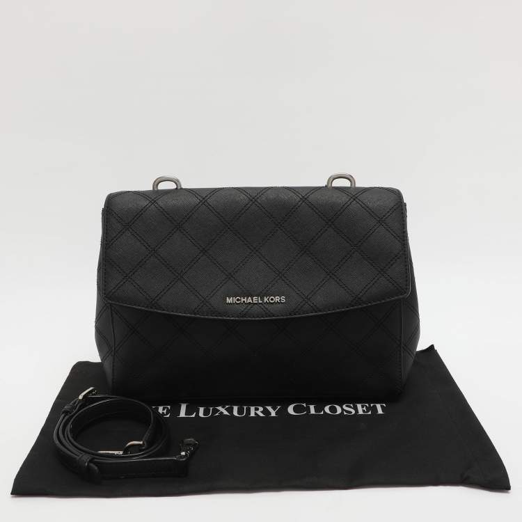 Pre Owned Michael Kors Ava Medium Black Saffiano Leather Top Handle Bag