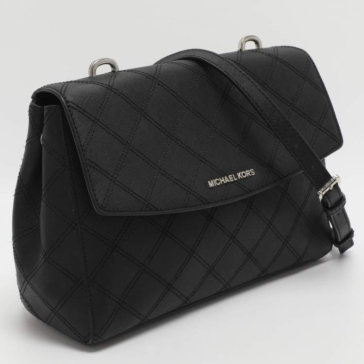 Pre Owned Michael Kors Ava Medium Black Saffiano Leather Top Handle Bag