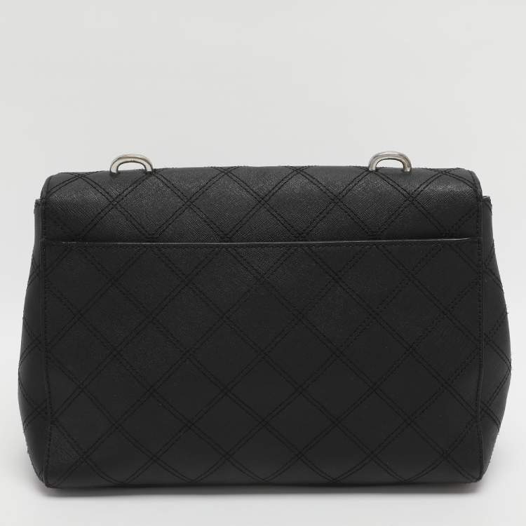 Pre Owned Michael Kors Ava Medium Black Saffiano Leather Top Handle Bag