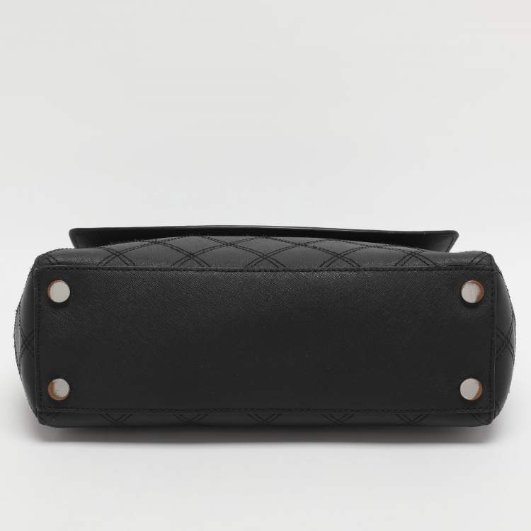 Pre Owned Michael Kors Ava Medium Black Saffiano Leather Top Handle Bag