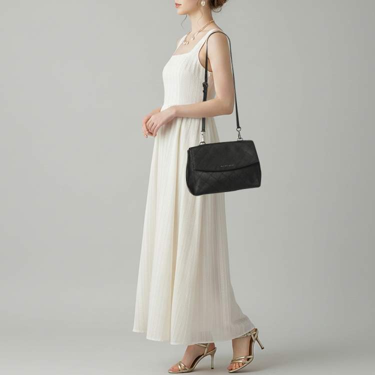 Pre Owned Michael Kors Ava Medium Black Saffiano Leather Top Handle Bag