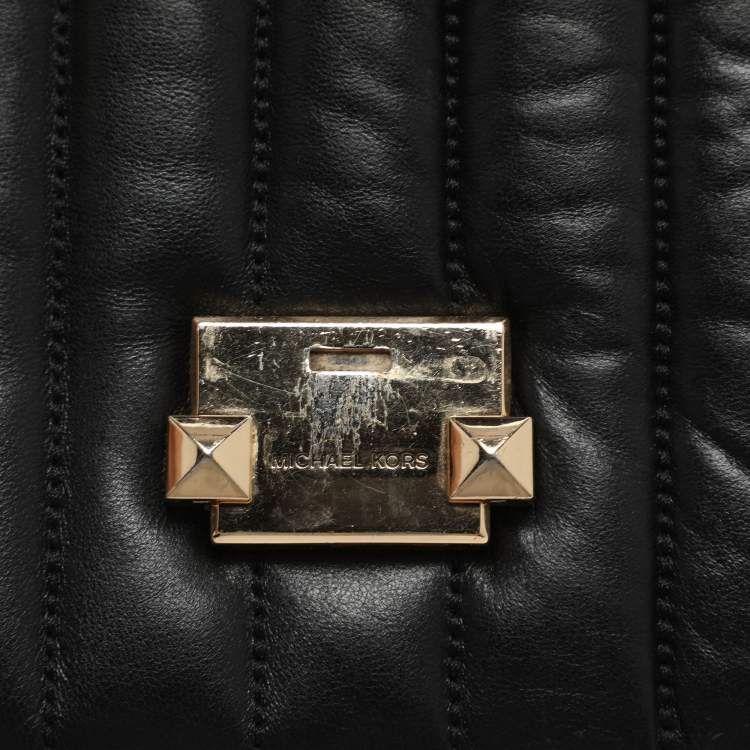 Pre Owned Michael Kors Whitney Medium Black Quilted Leather Shoulder Bag