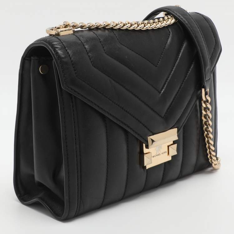 Pre Owned Michael Kors Whitney Medium Black Quilted Leather Shoulder Bag