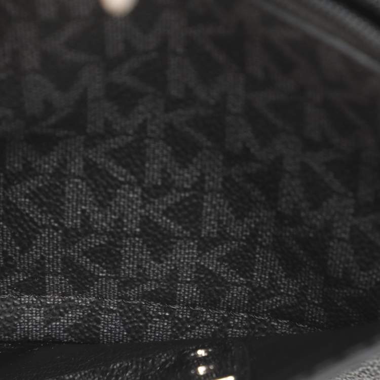 Pre Owned Michael Kors Rose Black/Grey Signature Coated Canvas and Leather Shoulder Bag