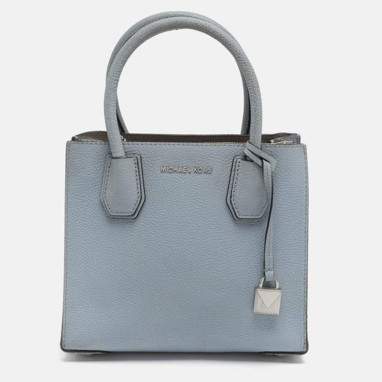 Pre Owned Michael Kors Mercer Small Light Blue Leather Tote