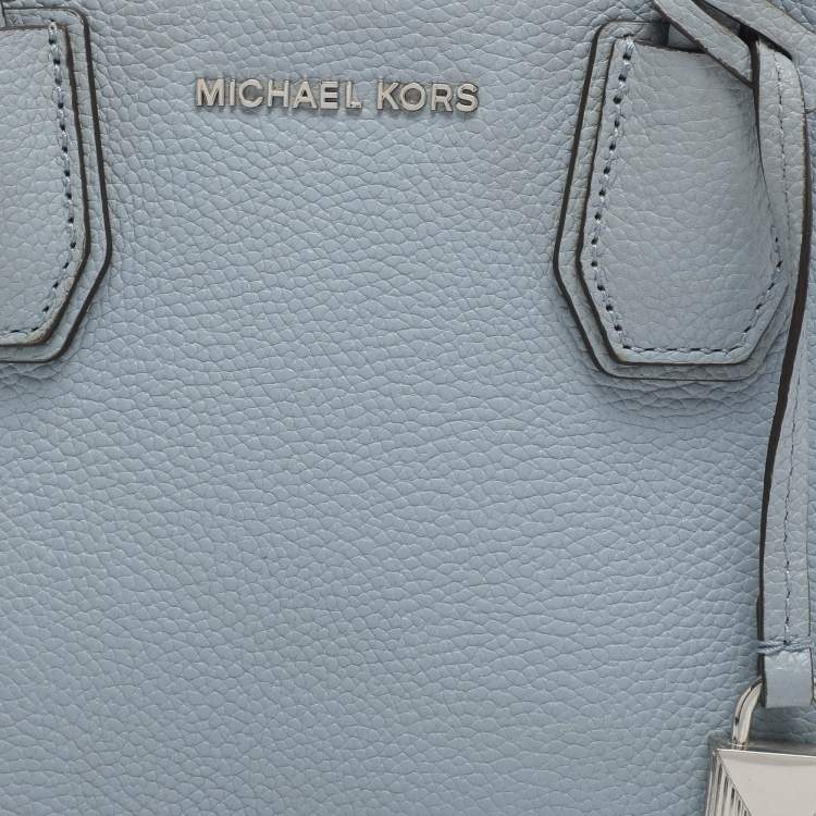 Pre Owned Michael Kors Mercer Small Light Blue Leather Tote