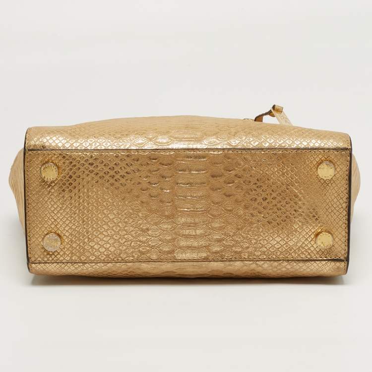 مملوكة مسبقًا Michael Kors Selma Medium Gold Python Embossed Leather Tote