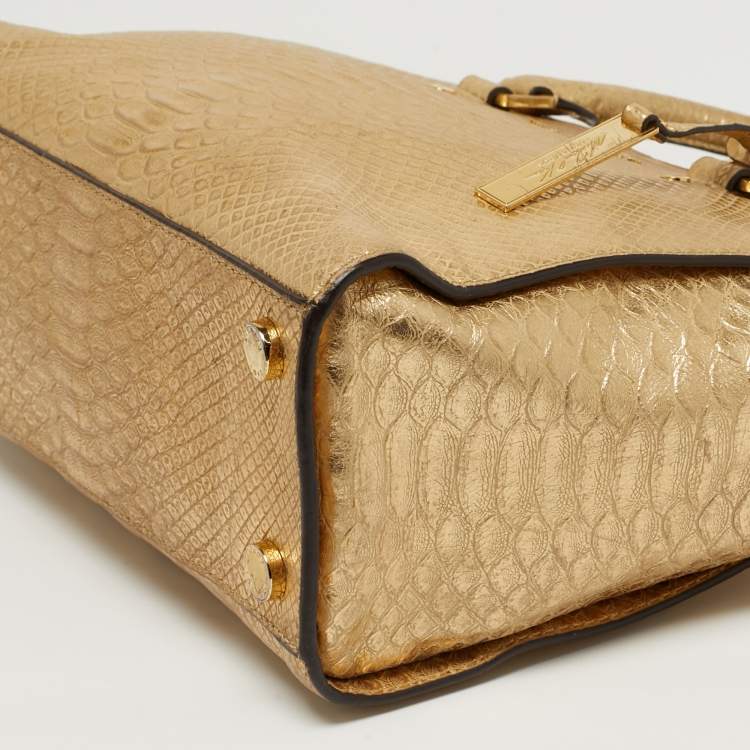 مملوكة مسبقًا Michael Kors Selma Medium Gold Python Embossed Leather Tote
