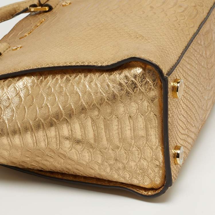مملوكة مسبقًا Michael Kors Selma Medium Gold Python Embossed Leather Tote