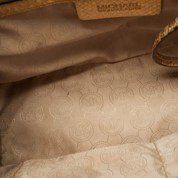 مملوكة مسبقًا Michael Kors Selma Medium Gold Python Embossed Leather Tote
