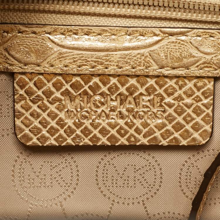 مملوكة مسبقًا Michael Kors Selma Medium Gold Python Embossed Leather Tote