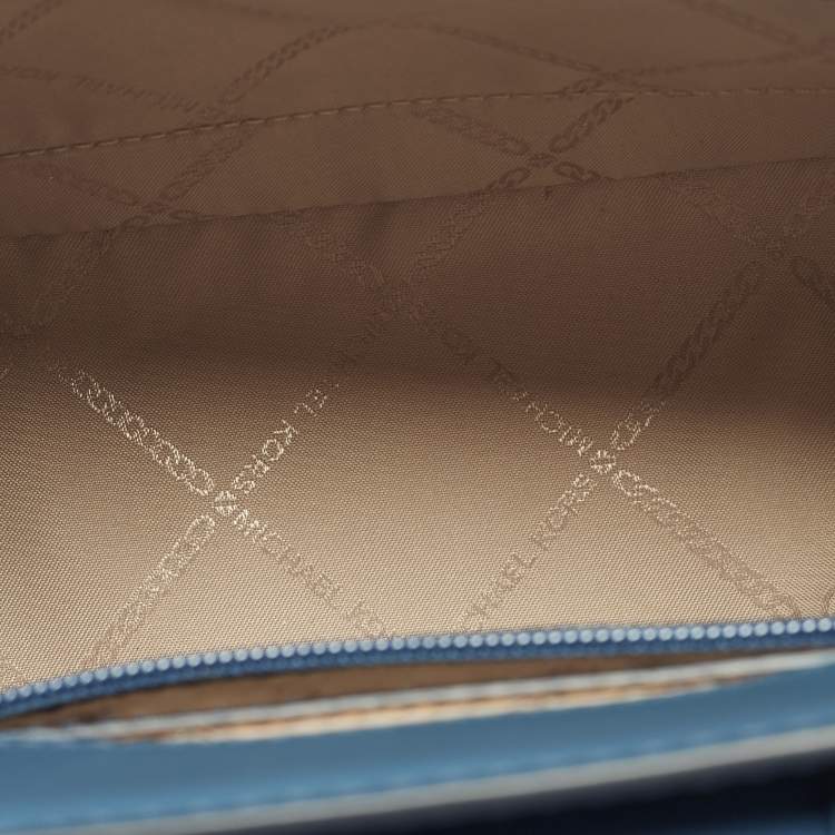 Pre Owned Michael Kors Manhattan Medium Blue Leather Top Handle Bag