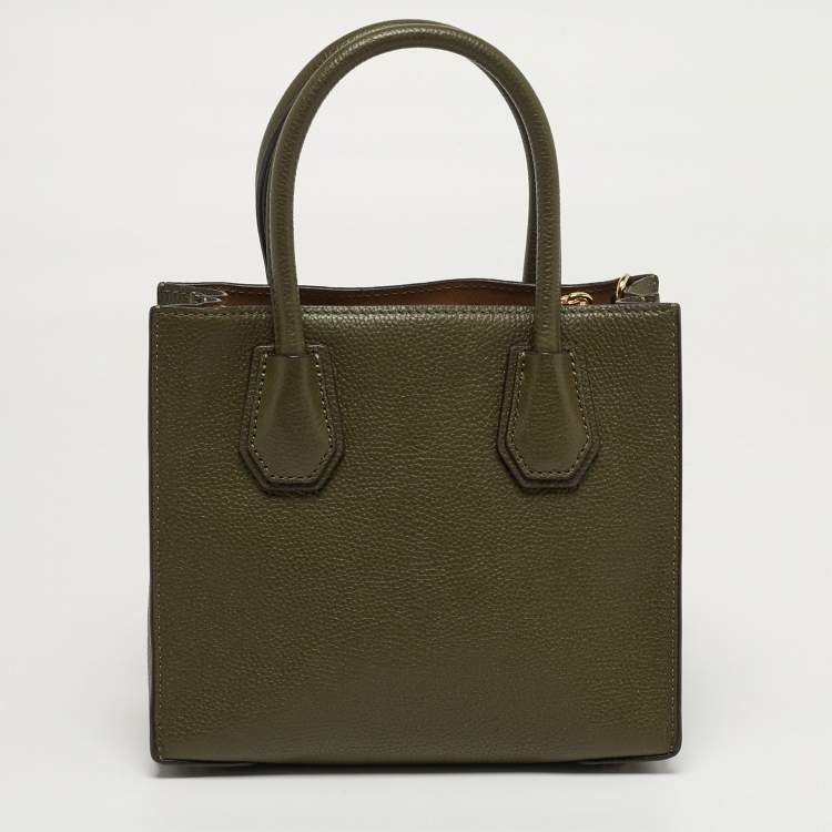 Pre Owned Michael Kors Mercer Small olive Green Leather Tote