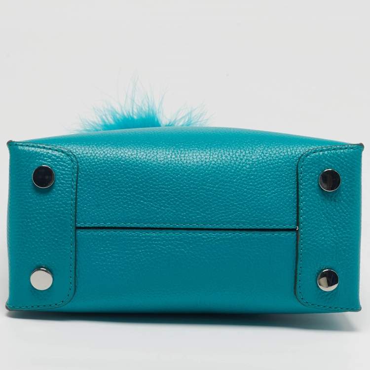 Pre Owned Michael Kors Mercer Small Turquoise Leather Tote