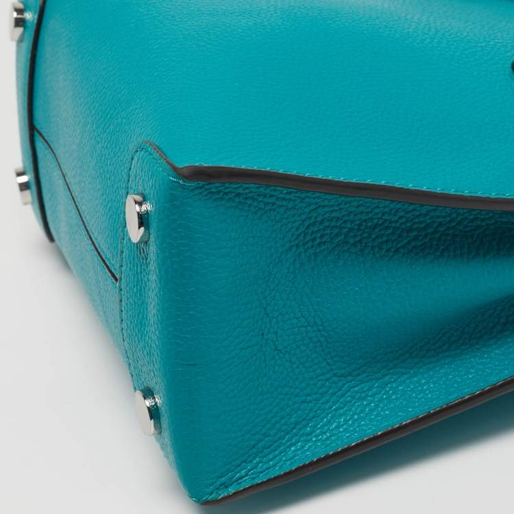 Pre Owned Michael Kors Mercer Small Turquoise Leather Tote