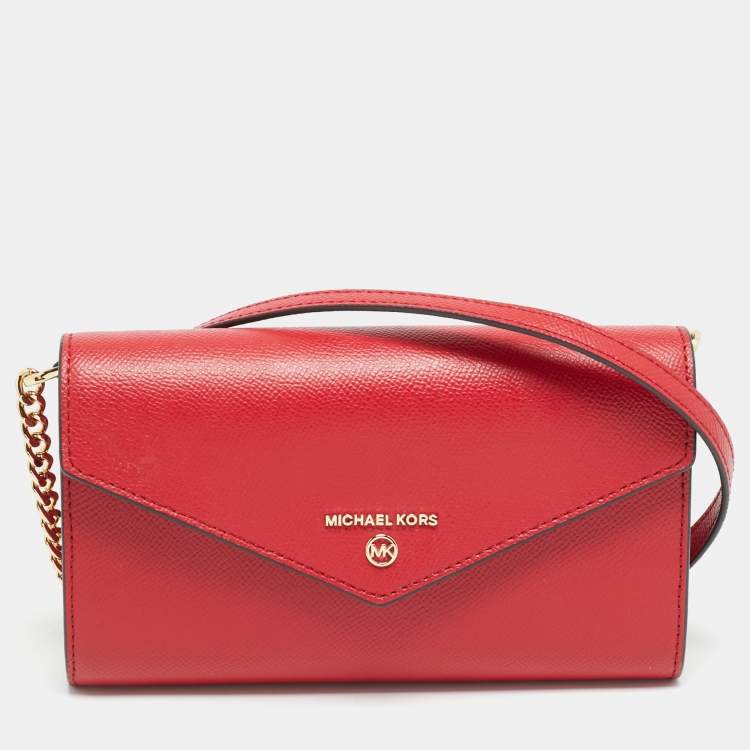 مملوكة مسبقًا Michael Kors Envelope Red Leather Crossbody Bag