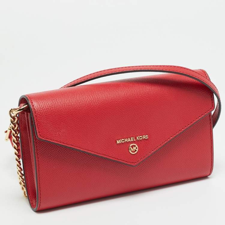 مملوكة مسبقًا Michael Kors Envelope Red Leather Crossbody Bag