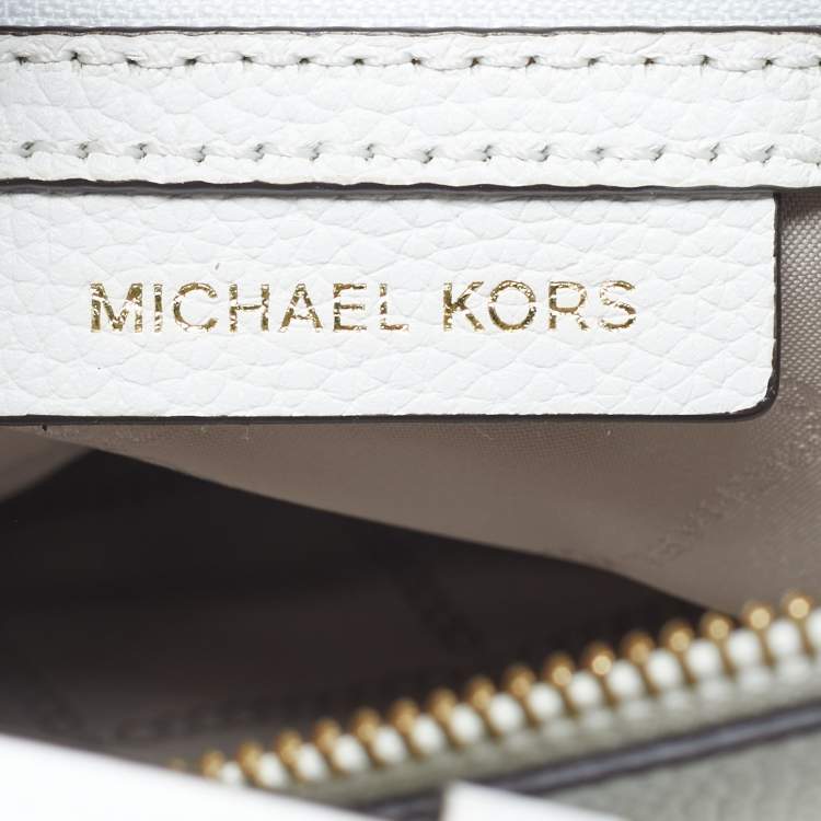 Pre Owned Michael Kors Belted Mercer Small White Leather Satchel