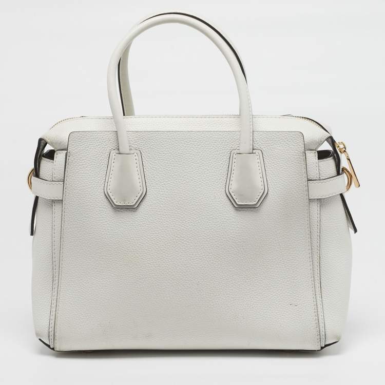 Pre Owned Michael Kors Belted Mercer Small White Leather Satchel