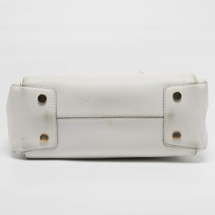 Pre Owned Michael Kors Belted Mercer Small White Leather Satchel