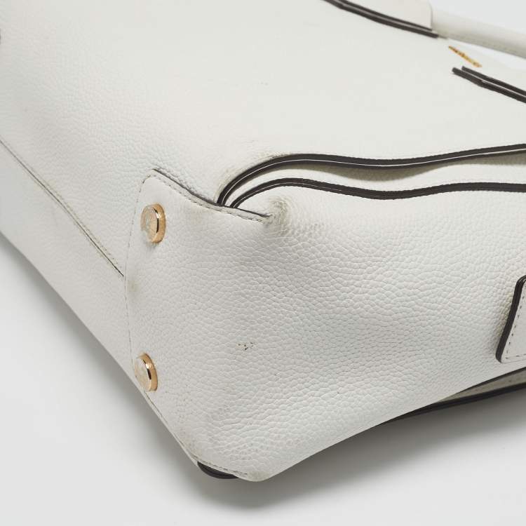 Pre Owned Michael Kors Belted Mercer Small White Leather Satchel