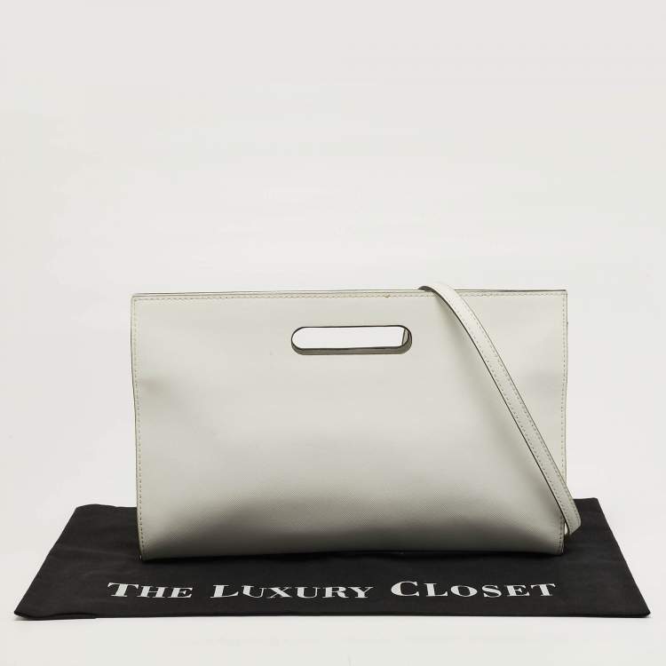 Pre Owned حقيبة كلتش مايكل كورس جلد أبيض مزينة بقصّات تيلدا