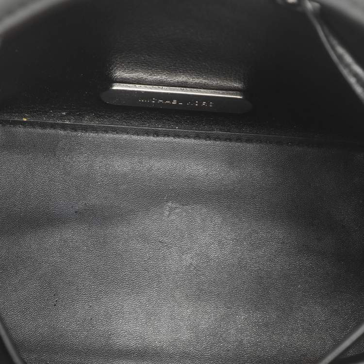 Pre Owned Michael Kors Suri Black Signature Coated Canvas and Leather Drawstring Bucket bag