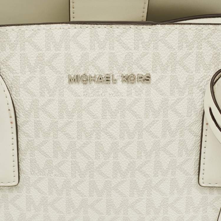 Pre Owned حقيبة ساتشل مايكل كورس روثي قماش كانفاس مقوى أبيض بالشعار 