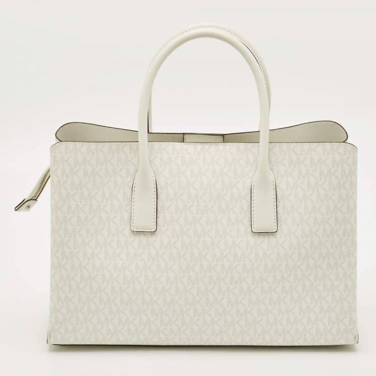 Pre Owned حقيبة ساتشل مايكل كورس روثي قماش كانفاس مقوى أبيض بالشعار 