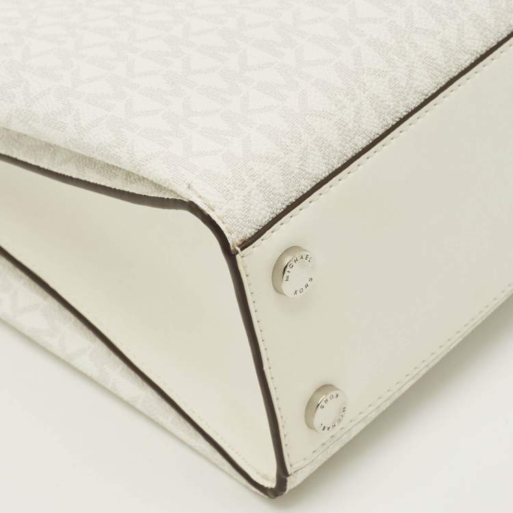 Pre Owned حقيبة ساتشل مايكل كورس روثي قماش كانفاس مقوى أبيض بالشعار 