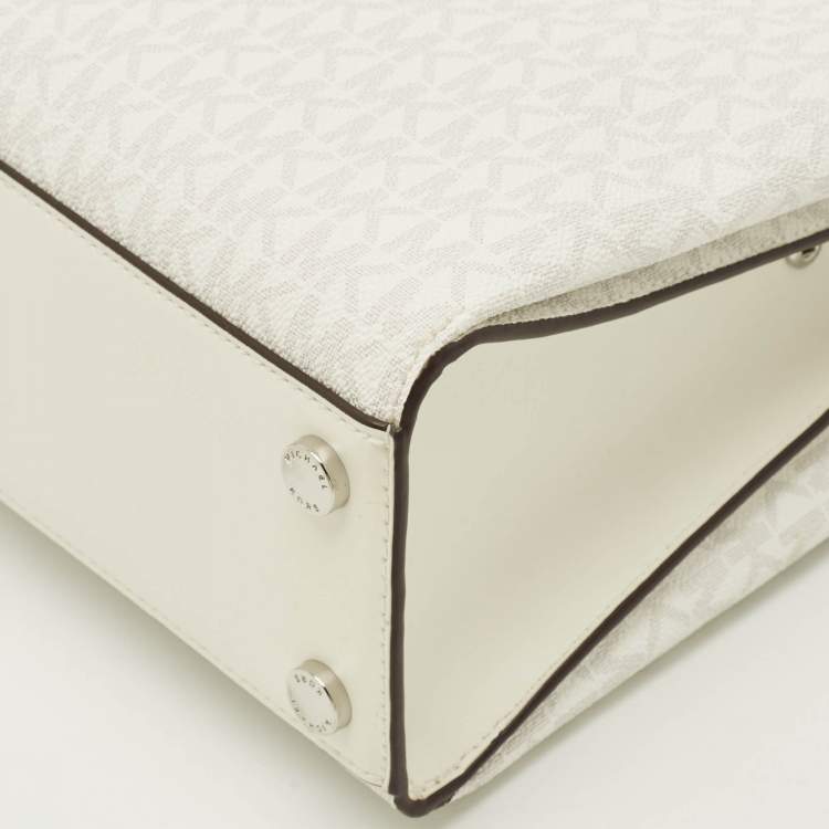 Pre Owned حقيبة ساتشل مايكل كورس روثي قماش كانفاس مقوى أبيض بالشعار 