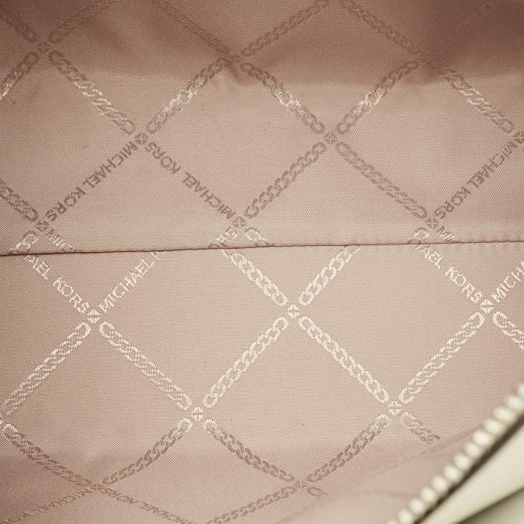 Pre Owned حقيبة ساتشل مايكل كورس روثي قماش كانفاس مقوى أبيض بالشعار 