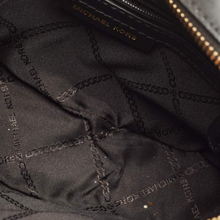 Pre Owned Michael Kors Jet Set Camera Tassel Brown/Black Signature Coated Canvas Crossbody Bag